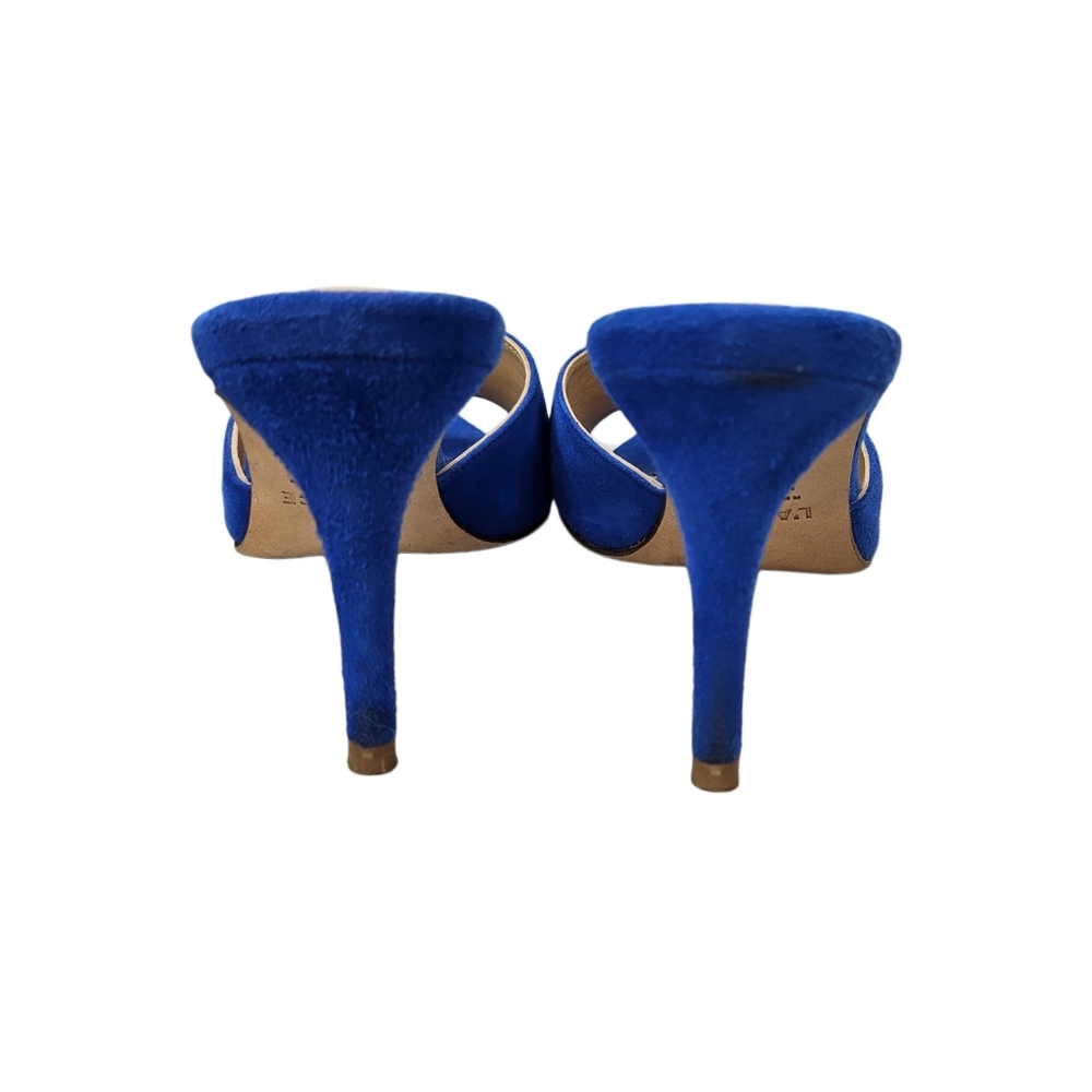 L'AGENCE Lolita II Stiletto Mules In Royal Blue Suede - Picture 6 of 10